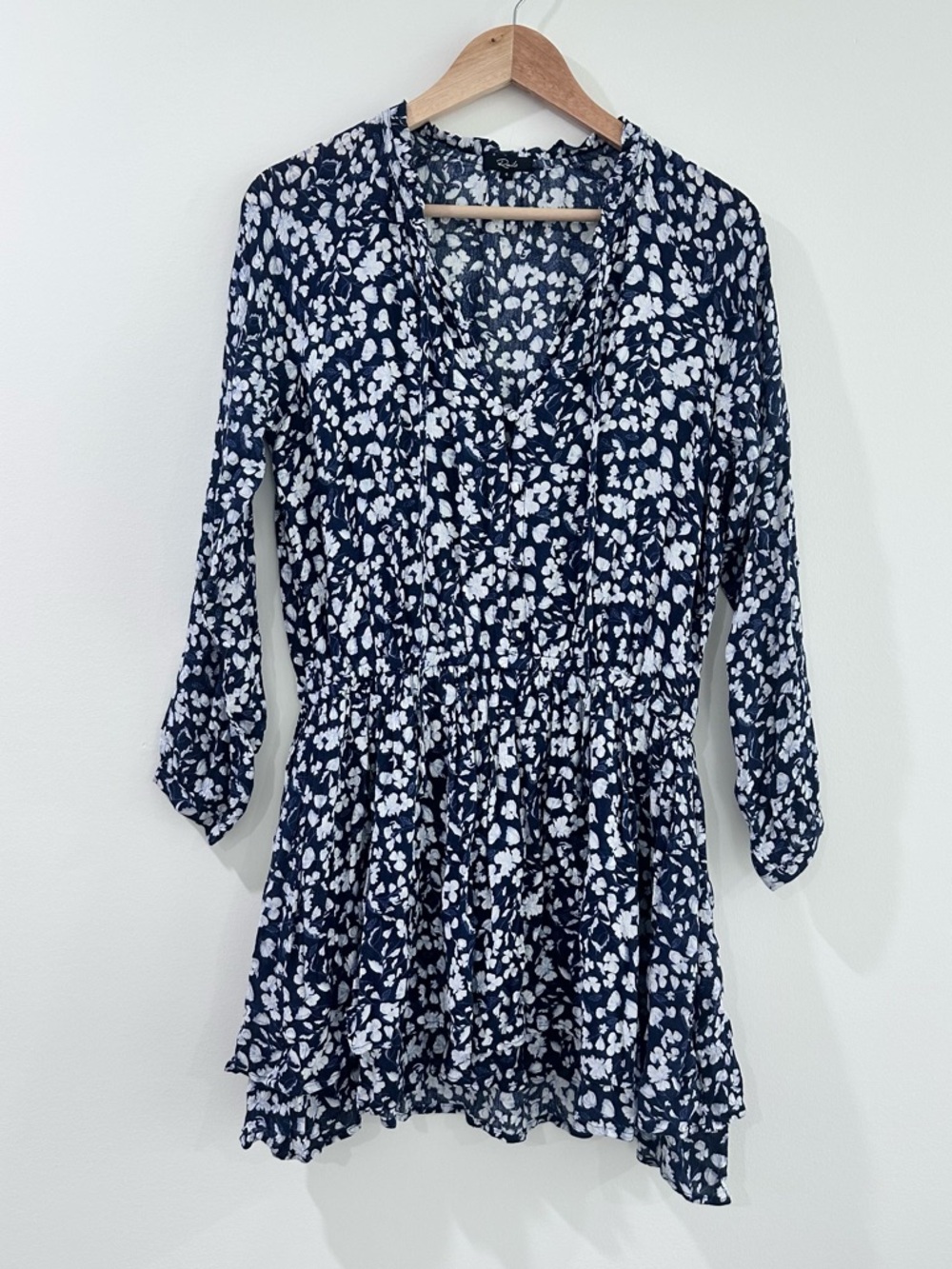 Rails Kingsley flower bomb ruffle dress blue white small - Picture 2 of 9